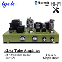 lyele audio el34 vacuum tube amplifier diy kit hifi class a audio amplifier high power 10w2 bluetooth 5 0 vu meter home amp