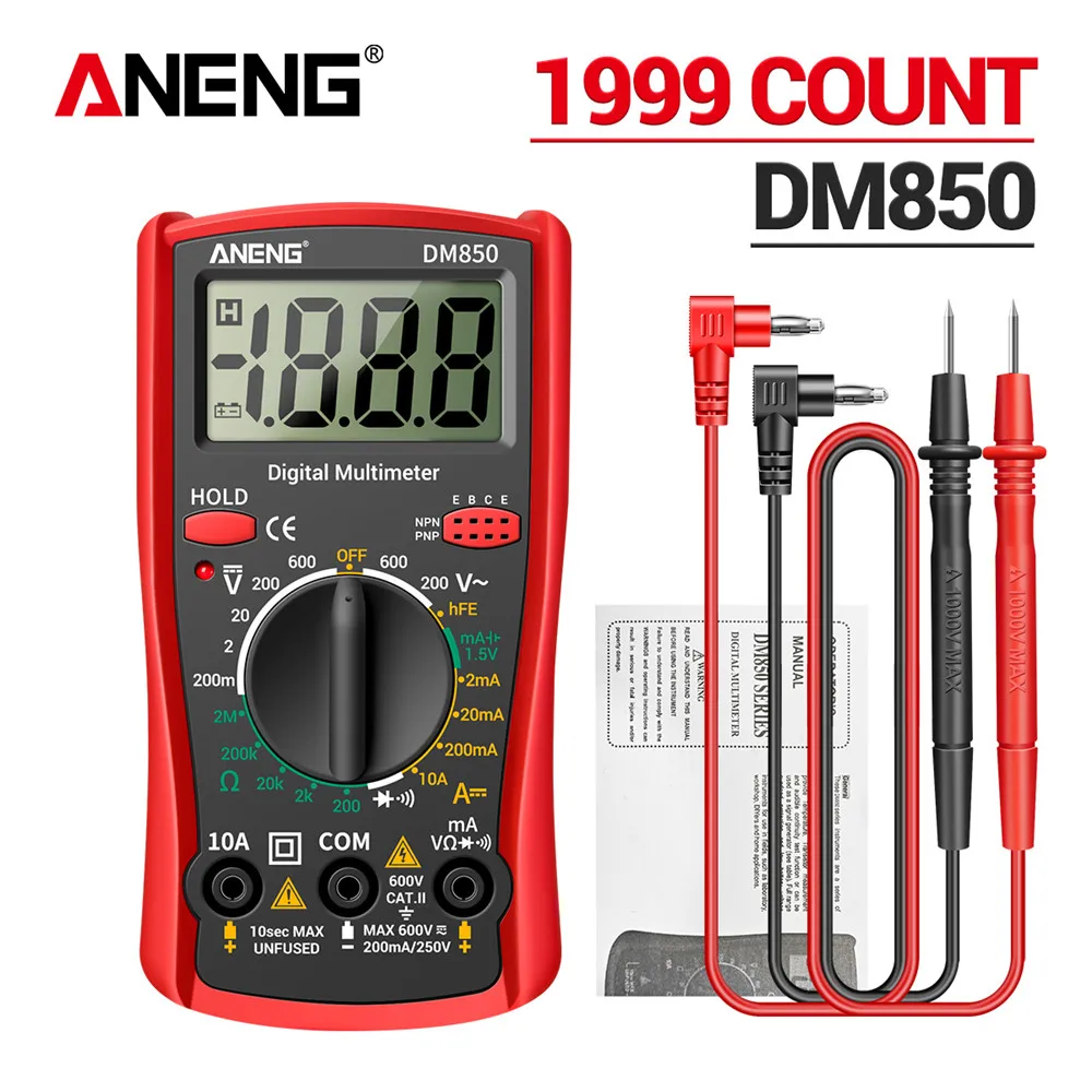 

ANENG DM850 Automatic Professional Digital Multimeter 1999 Counts Auto AC/DC Votage Tester Ohm Current Ammeter Detector Tool