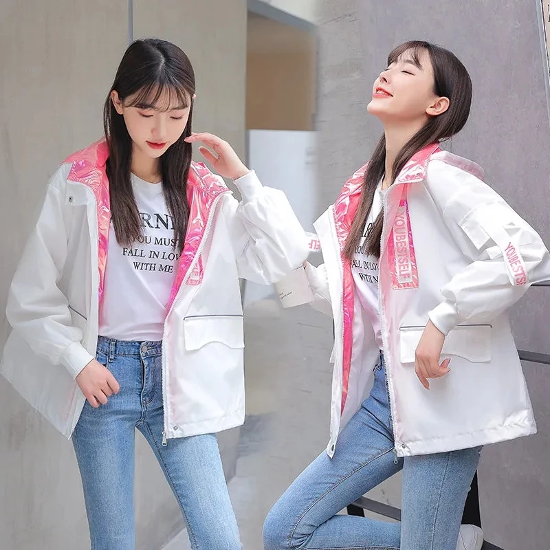 

2022 Spring Autumn Women Jacket New Korean Loose Tooling Jacket Coat Female Trench Coat Short Windbreaker Women Coat