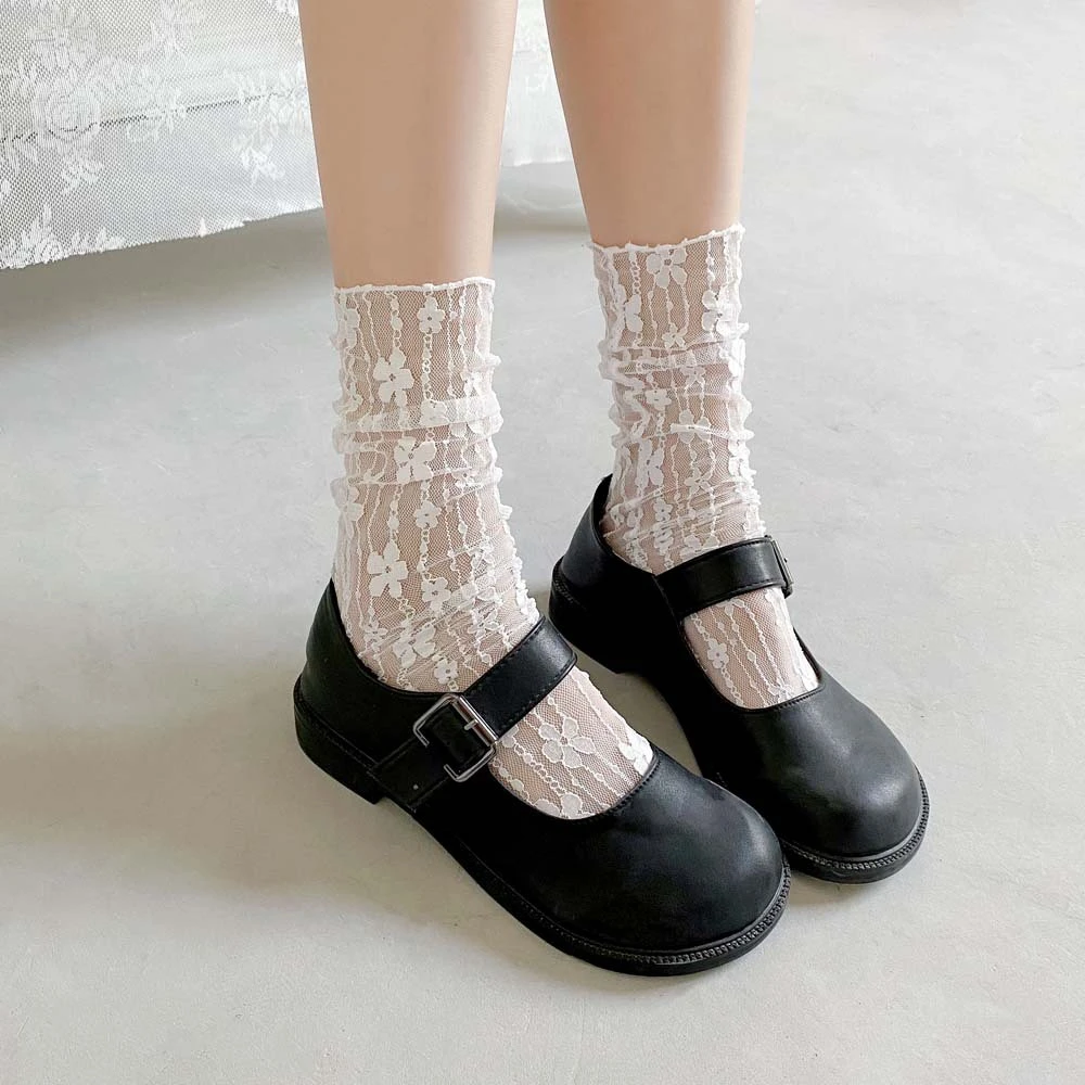 

New Girls' Fashion Summer Hollow Out Soft Cute Fresh Lace Flower Breathable Japanese Socks Elegant Ladies Mesh Thin Sokken