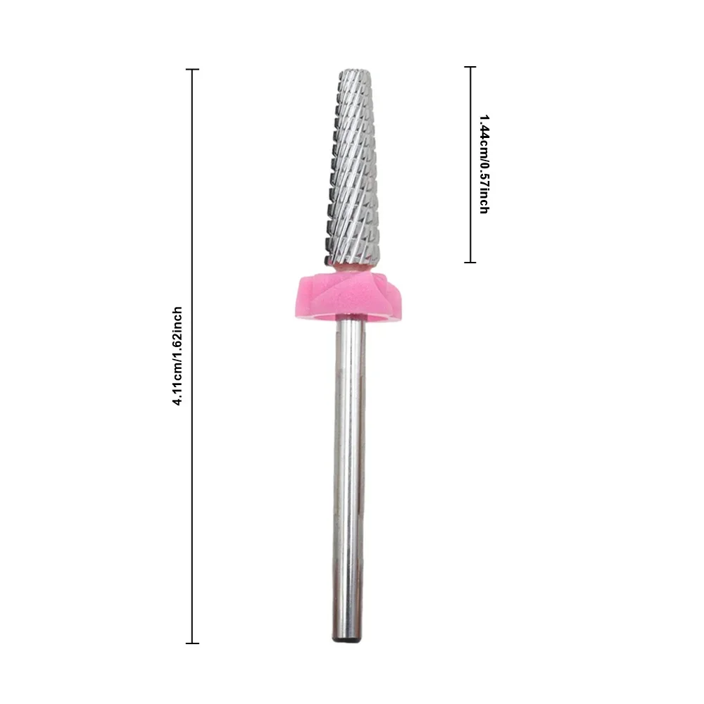 1pc Pink Multi-Function 5-In-1 Tungsten Carbide Nail Drill Bits Tapered Milling Cutters For Gel And Acrylic Removal