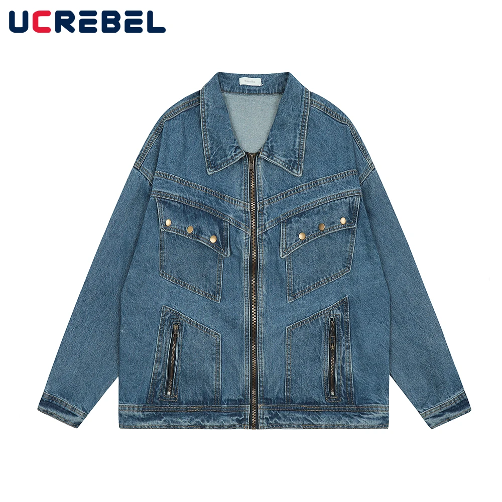 

Мужская свободная куртка с длинным рукавом и отложным воротником