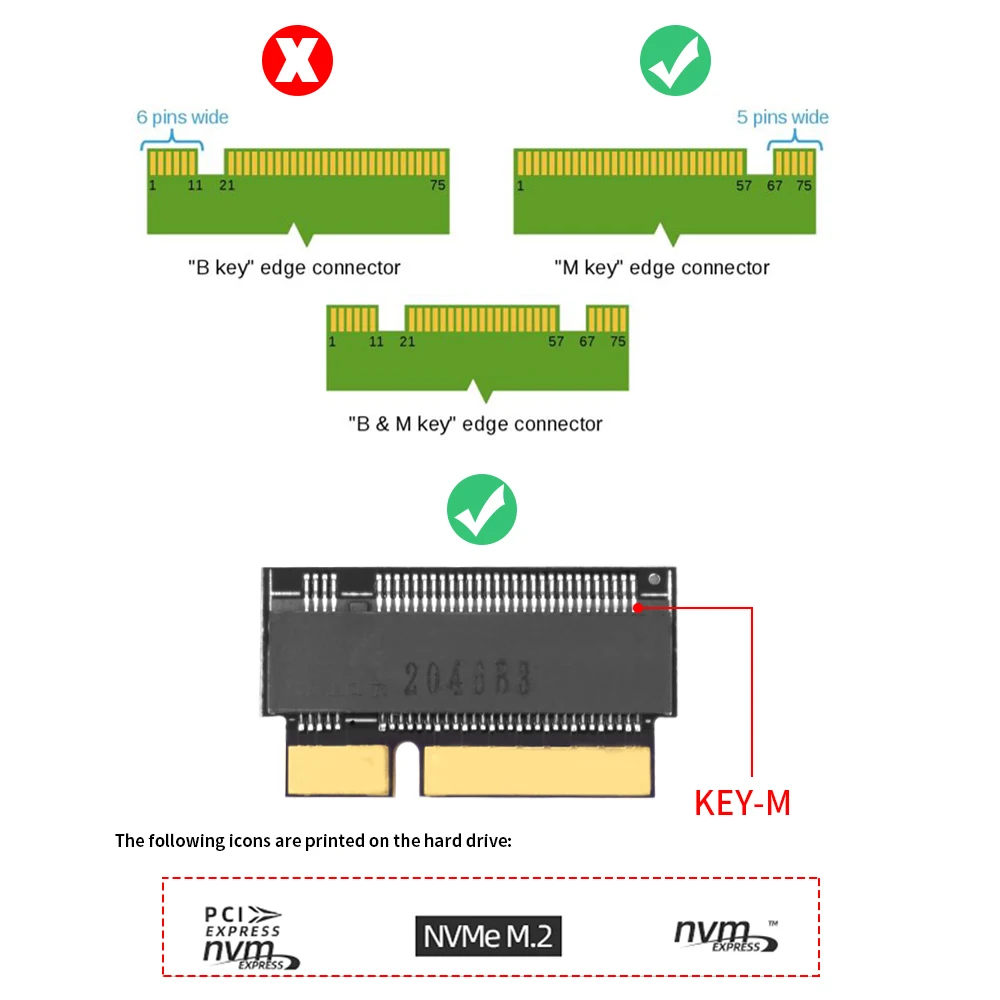 Адаптер TISHRIC M.2 KEY-M PCI-E для MACBOOK PRO 2013 ранний A1398 NVME с интерфейсом 6PIN + 17PIN MABOOK A145 |