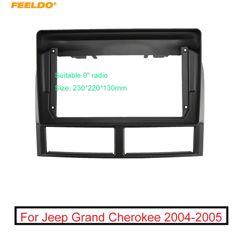 

FEELDO Car Audio 9" Big Screen DVD Fascia Frame Adapter For Jeep Grand Cherokee 2Din Dash Installation Panel Frame Kit