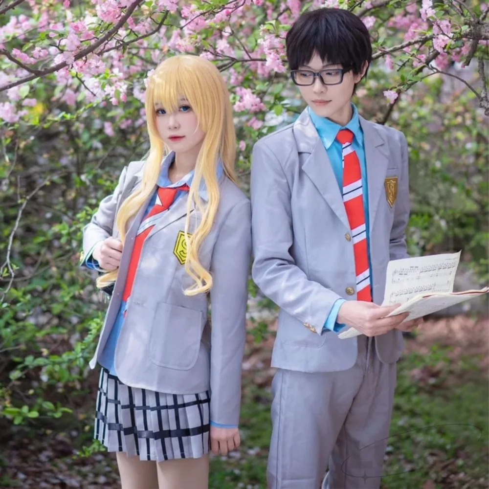 

Anime Your Lie in April Cosplay Costume Miyazono Kaori Arima Kosei JK School Uniform Outfits Costumes for Halloween Party
