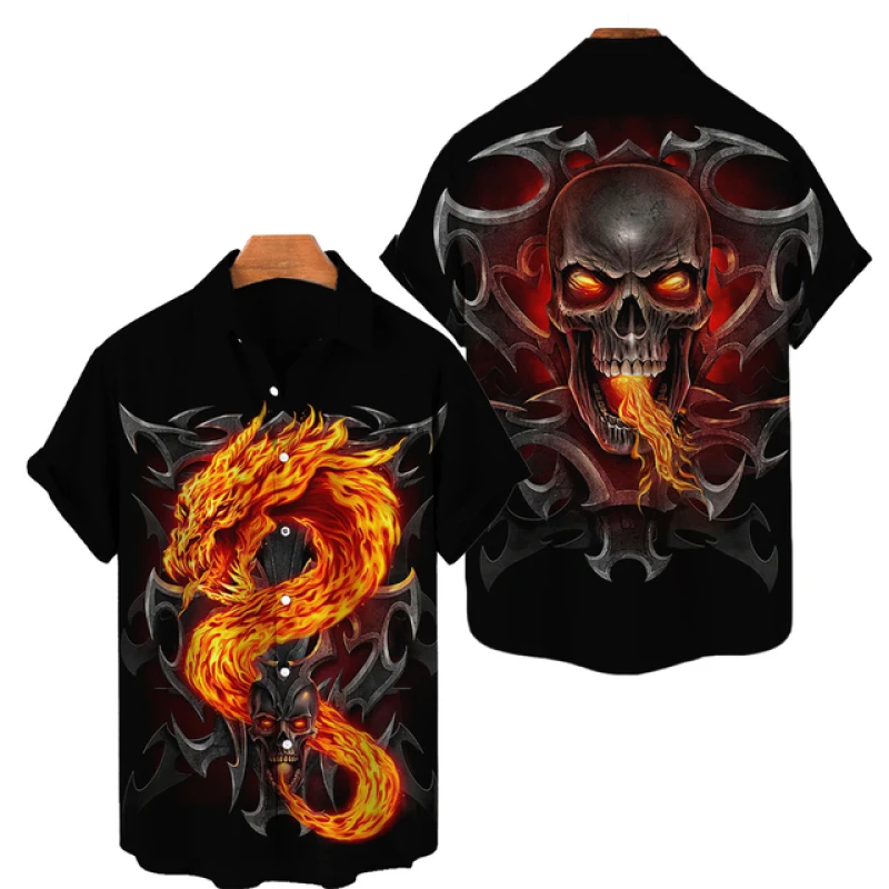 

Men's Hawaiian Shirt Loose Top 5xl 3d Skull Print Shirts For Men 2022 Fashion Shirt Men Women Tee Breathable Summer Short Sleeve