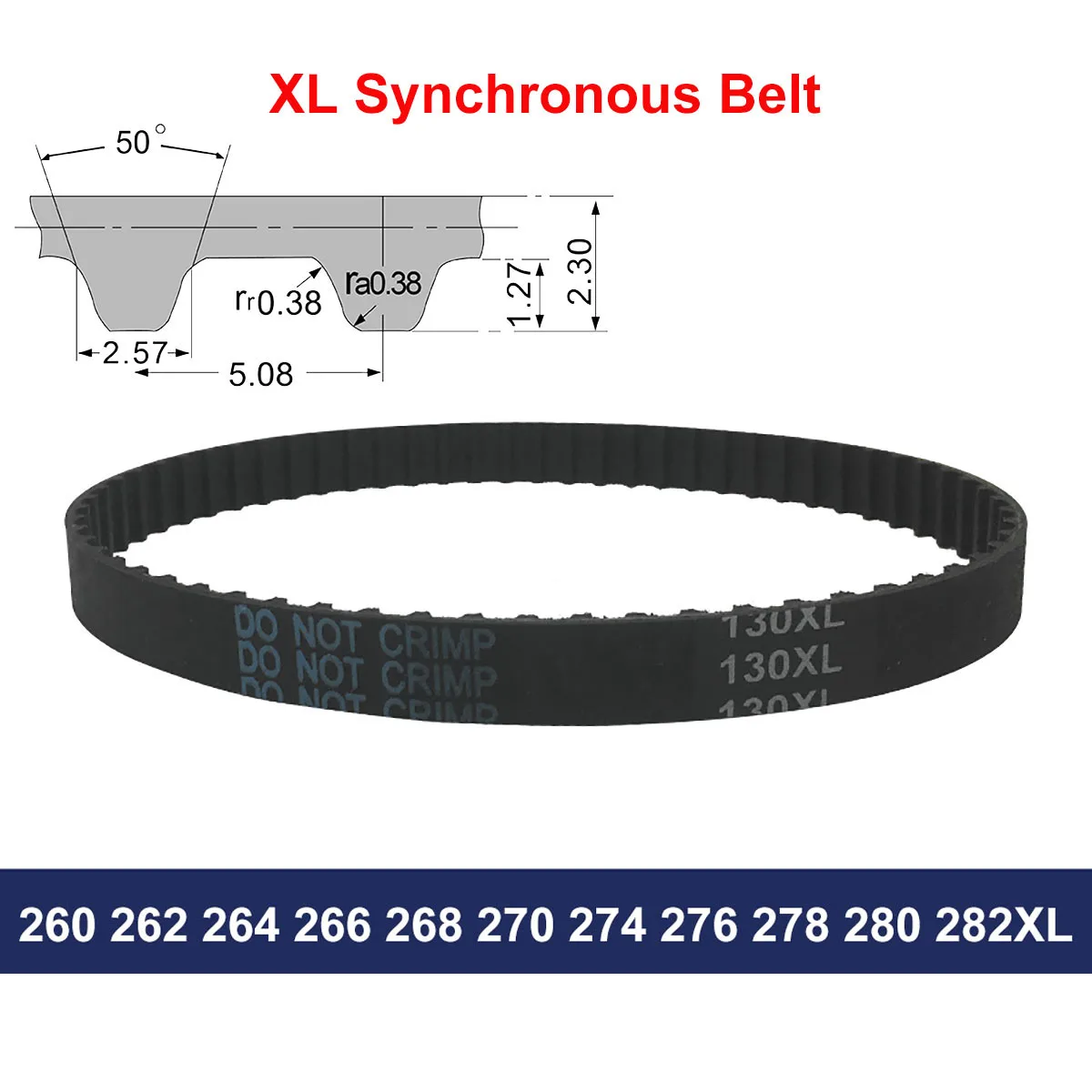 

1Pcs XL Timing Belt 260 262 264 266 268 270 274 276 278 280 282XL Width 10mm 12.7mm Rubber Synchronous Belt Drive Belt