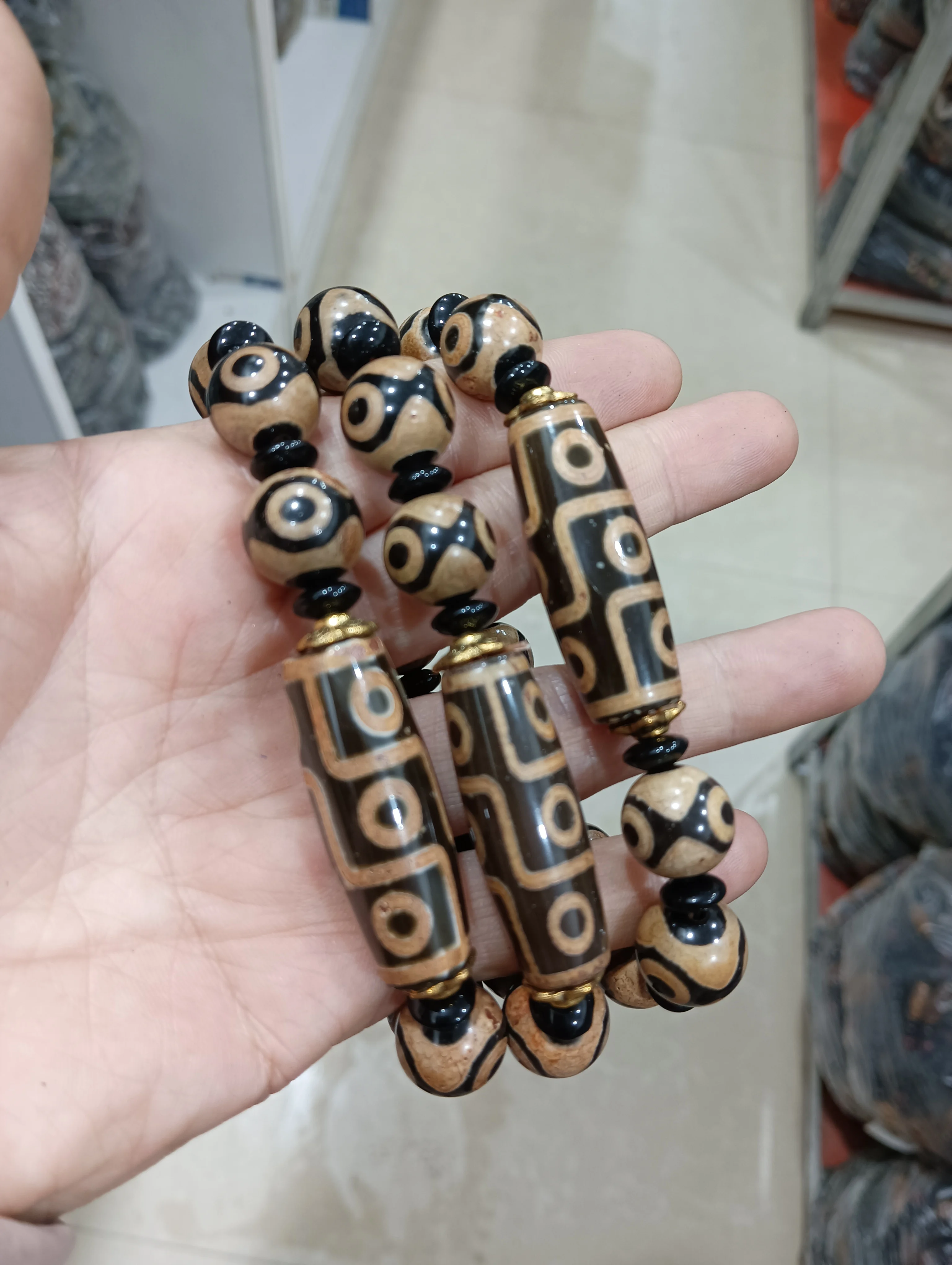 Природный Тибетский бусины дзи браслет браслеты девять глаз амулет три глаза