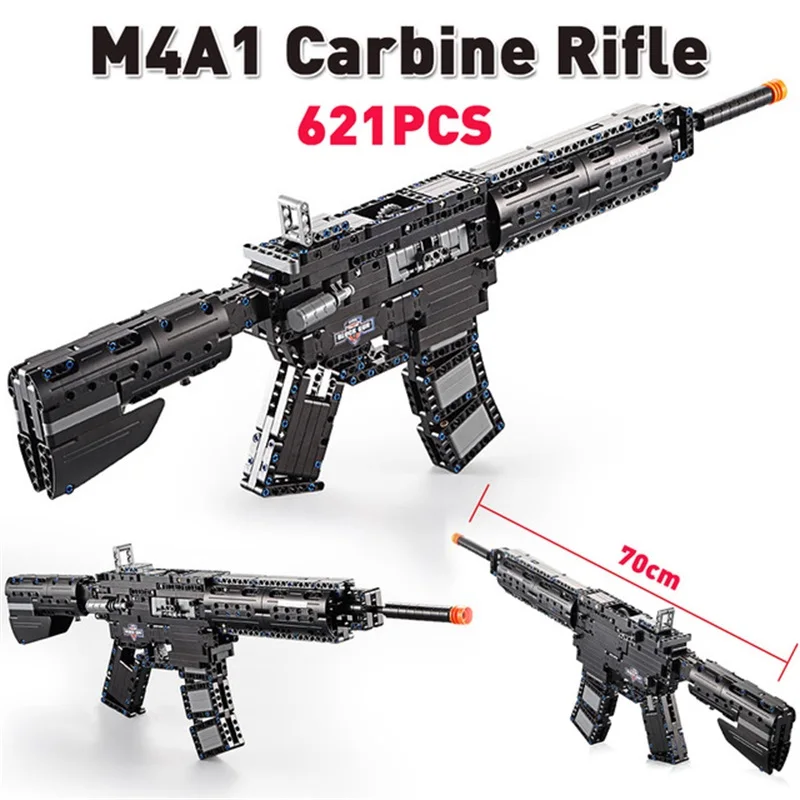 

621PCS M4A1 Carbine Gun Model Building designer Blocks Military City High-tech Launch Gun Educational Toys for Kids Gift