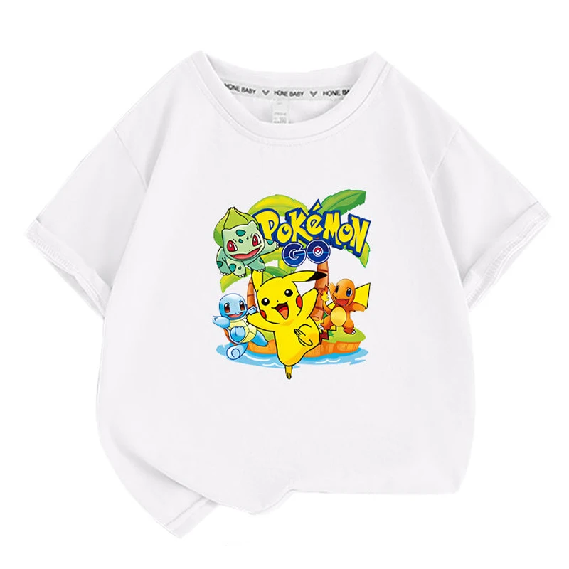 

Футболка детская летняя с коротким рукавом и принтом Пикачу