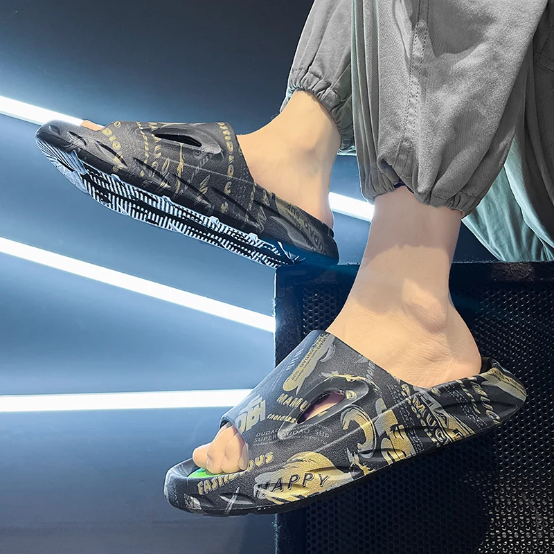 36-45# New Soft EVA Unisex Vacation Beach Sandals Travel Leisure Couples Outdoor  Beach Slippers Indoor Home Bathroom Slippers