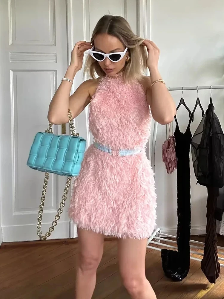 

Off Shoulder Dress Women's Feather Short Dress Women's Elegant Mini Dress Off Back Beach Sexy Summer Dress