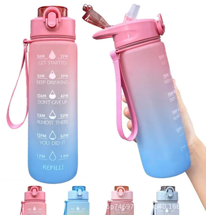 

1L Large Water Bottle Motivational Sport Water Bottle Leakproof Drinking Bottles Outdoor Travel Gym Fitness Jugs For Kitchen