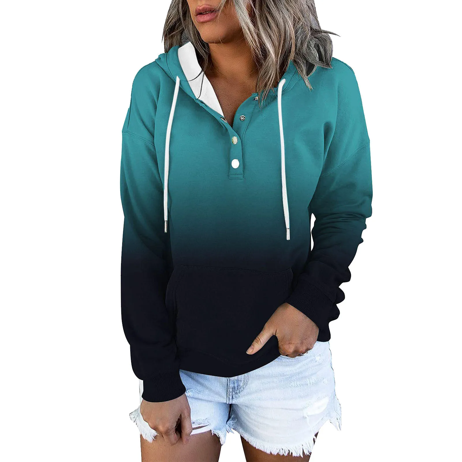 

Long Sweatshirt Jacket Womens Color Block Hoodies Tops Long Sleeve Casual Drawstring hoodies clothes for women femme