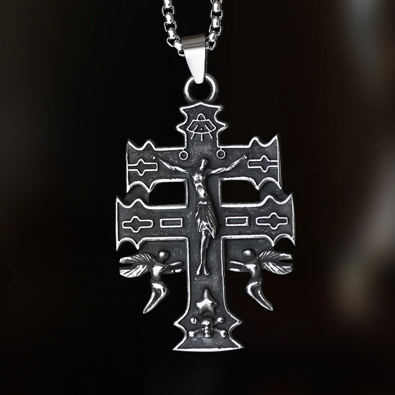 Индивидуальный Креативный дизайн для мужчин и женщин, амулет с крестом Иисуса, кулон с ангелом и черепом, повседневный подарок, католическое христианское ожерелье