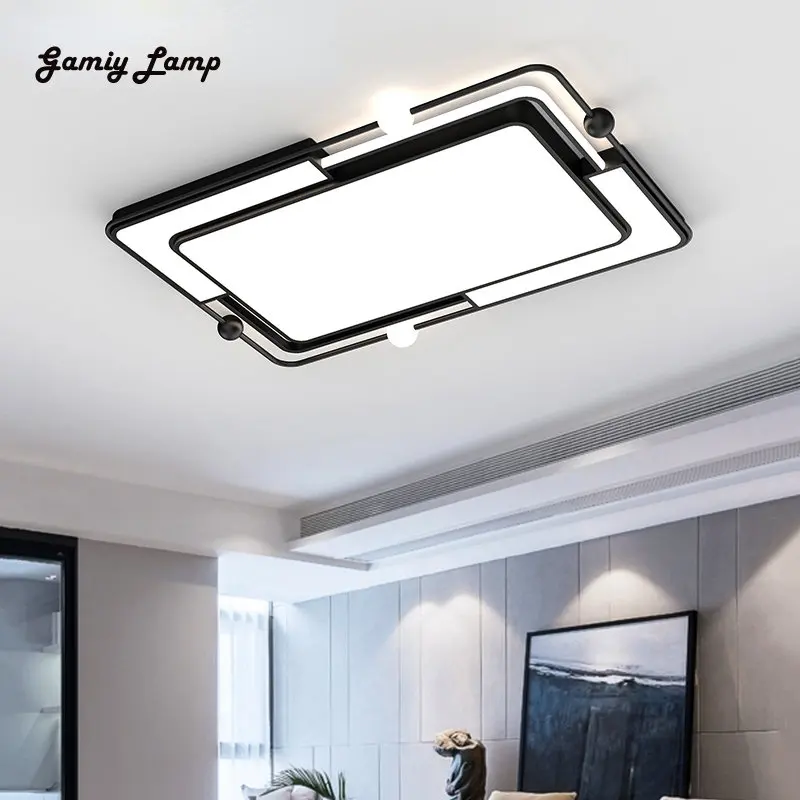 

Led Ceiling Lamp Grey Black Ceiling Light Round Rectangle Square Room Decor Lights Fixture for Living Room Bedroom Aluminum Iron