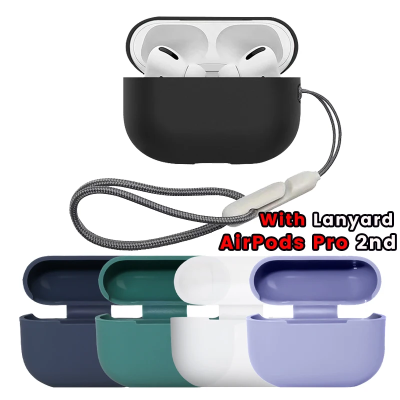 

For AirPods Pro 2 Case with Incase Lanyard Anti-lost Protective Cover Silicone Soft Skin Case for AirPod Pro 2 Case