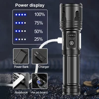 for super bright led flashlights high power xhp120 with cob torch light rechargeable tactical 18650 26650 battery ship fishing