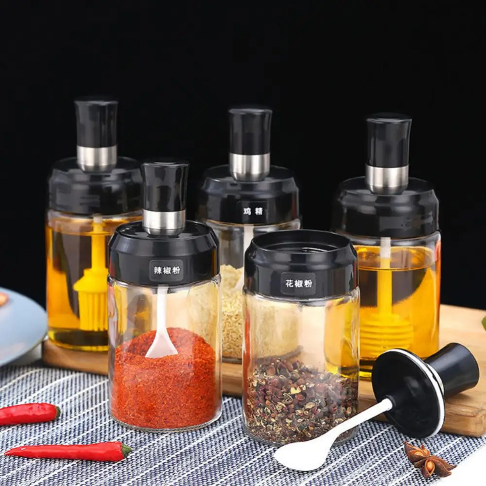 

250ML Seasoning Bottle Glass Jar Spice Airtight Containers Condiment Salt Seasoning Storage Bottle Spice Jars Pot Kitchen Gadget