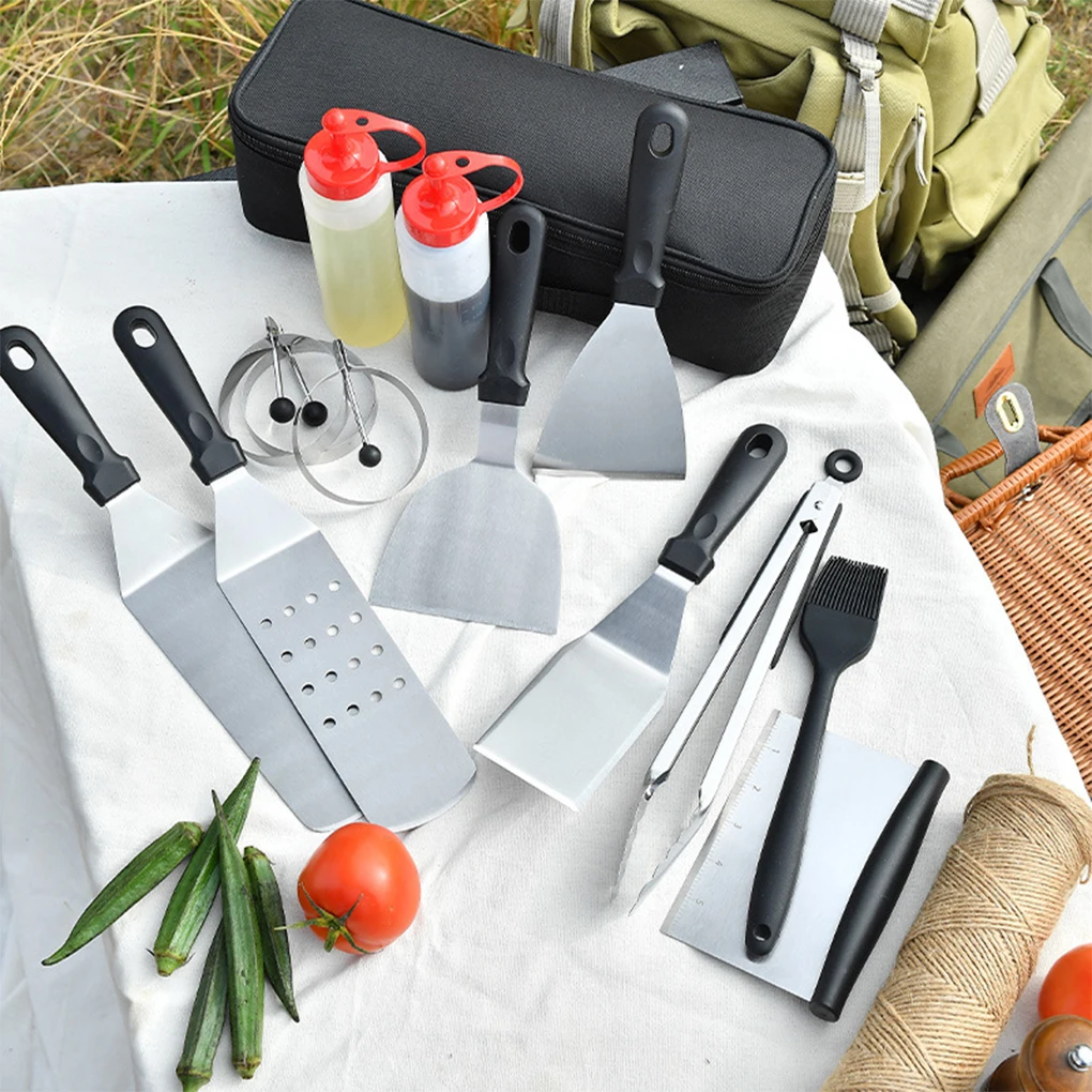 

8Pcs BBQ Tools Set Wear-resistant Ergonomics Grill Accessories Outdoor Heatproof Cooking Kit Travel Baking Utensils
