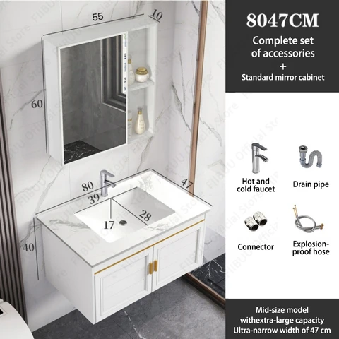 FIIBUU белый настенный туалетный столик с раковиной