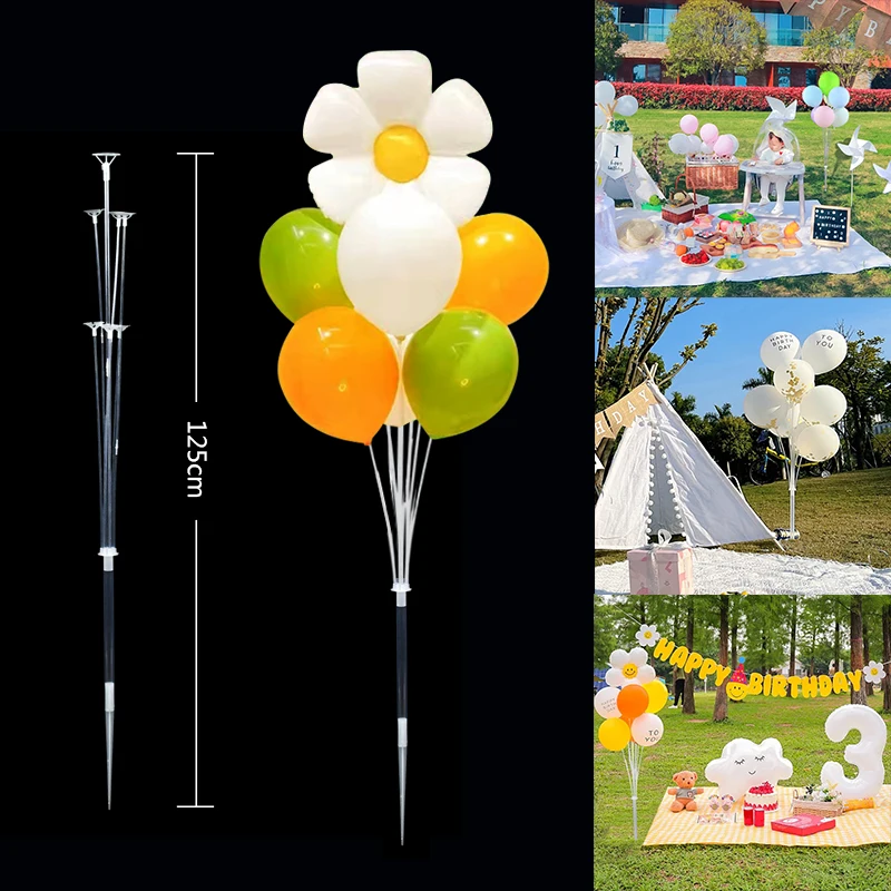 

7 Tube Clear Stand Balloon Holder Embedded Outdoor Party Decorations Balloon Support Column Wedding Baby Shower Birthday Decor