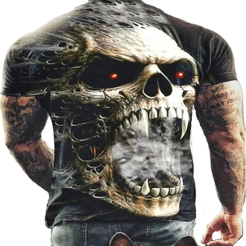 

Summer 3D printed T-shirt horror skeleton pattern T-shirt o-neck short sleeve Street alternative men's tops casual men's T-shirt