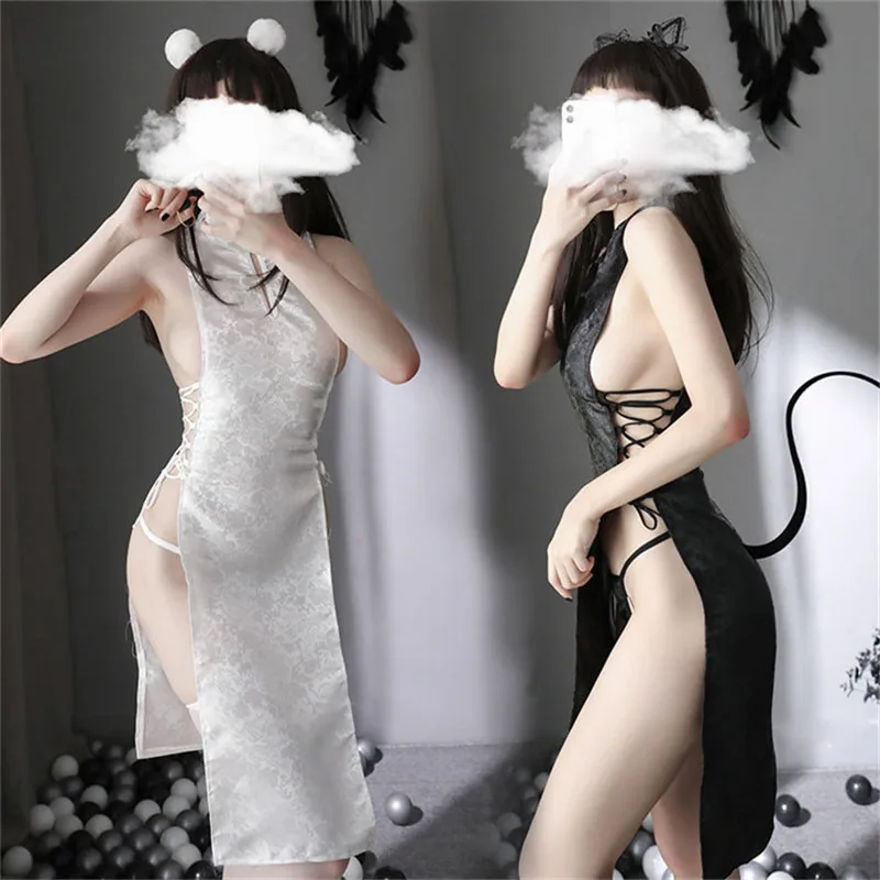 

Women Sexy Cosplay Lingerie Cheongsam Erotic Anime Ladies Babydoll Dress Women Lace Outfit Fancy Slim Open Chest Uniform