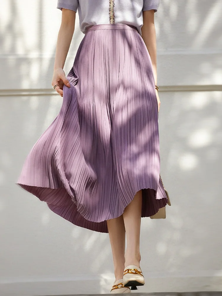 

Pleated Skirt Female Summer New Loose Unique Long Chic and Elegant Woman Dress Casual Fairy Ins Fashion Clothing Free Shipping