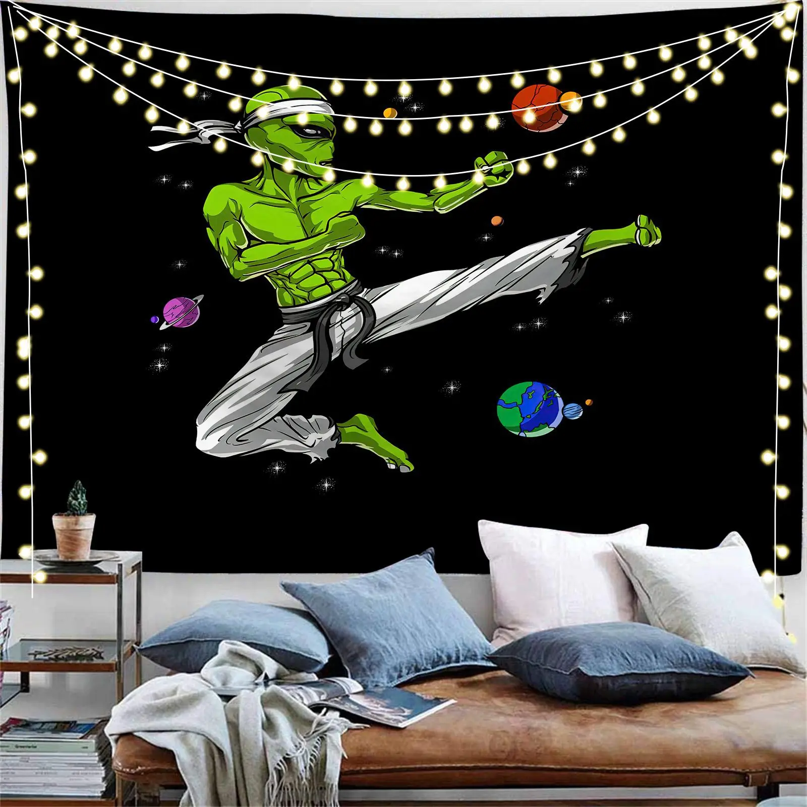 Alien goblen Mandala makramee hippi sanat mantar göz duvar asılı astronot Trippy göksel goblen oturma odası ev dekor