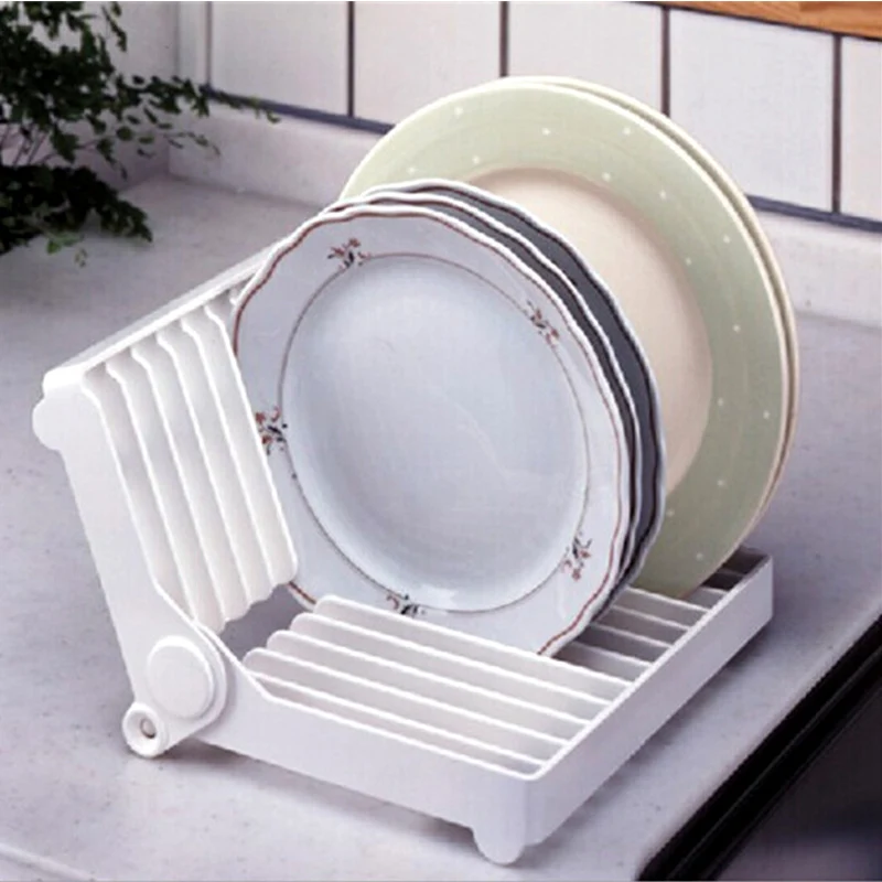 

Kitchen Drainer Rack Drip Shelf Plate Rack Organizer Useful Foldable Kitchen White Plastic Dish Rack Tools