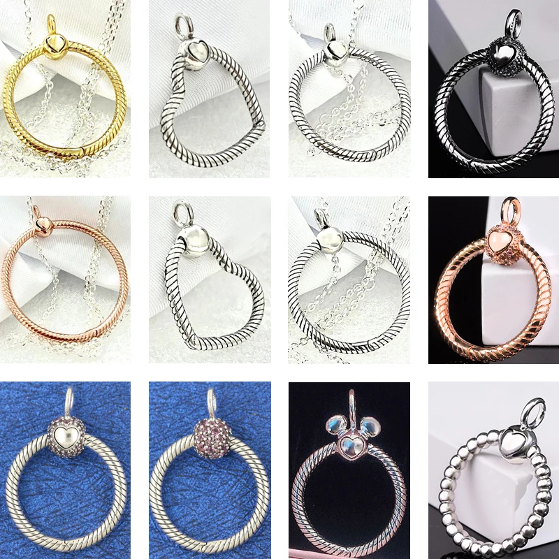 

Recommend 925 Sterling Silver O Love Heart Rose Golden Color CZ Pendant fit Original pandora Necklace Women DIY Charm Jewelry