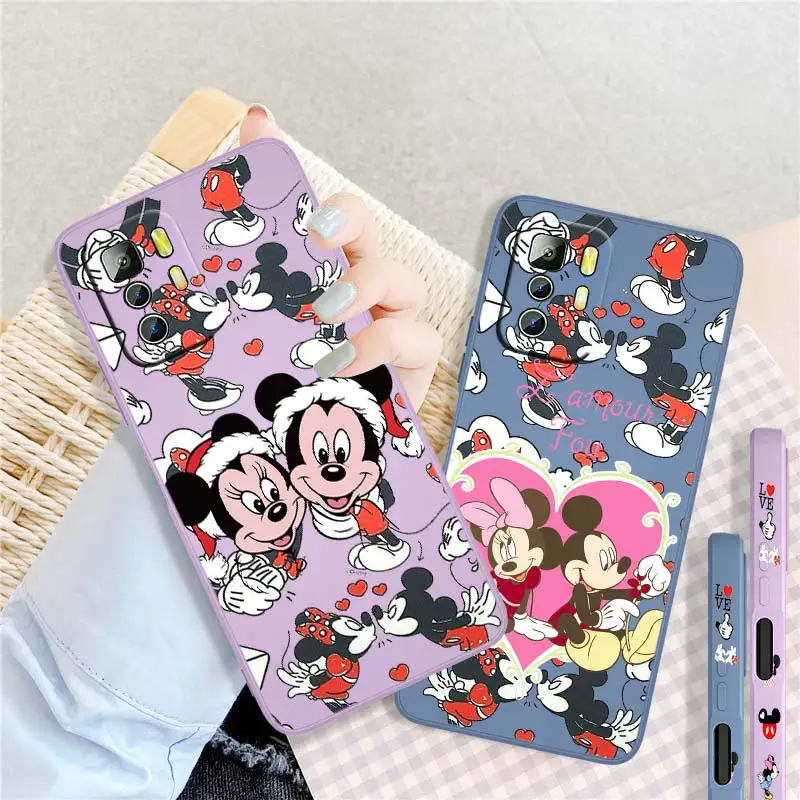 

Disney Minnie Mickey Love Liquid Left Rope Soft For Xiaomi Redmi Note 11 10S 10 9S 9T 9 8T 8 Pro Plus 7 6 5 4G 5G Phone Case