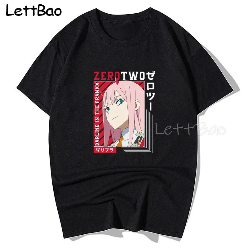 

Футболка Zero Two, модная повседневная футболка с коротким рукавом, Мужская хлопковая футболка, уличная одежда, смешные футболки в стиле Харадз...