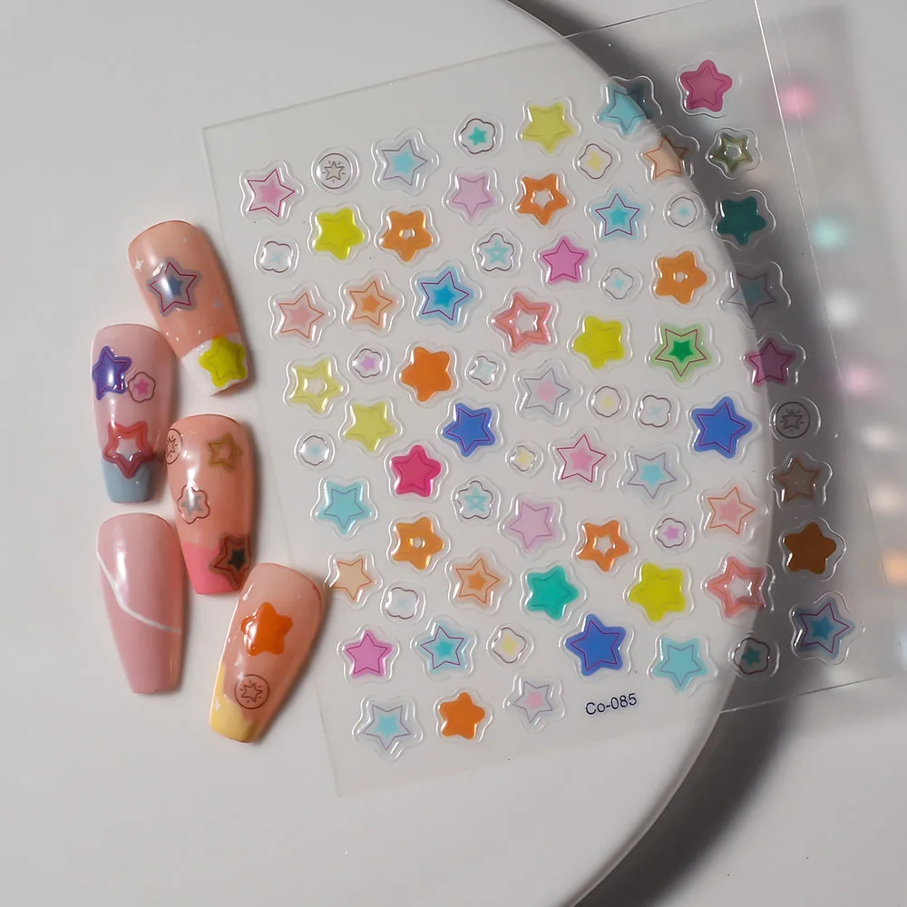 Желейные звезды 5D наклейки для ногтей Переводные слайдеры DIY маникюрные Типсы