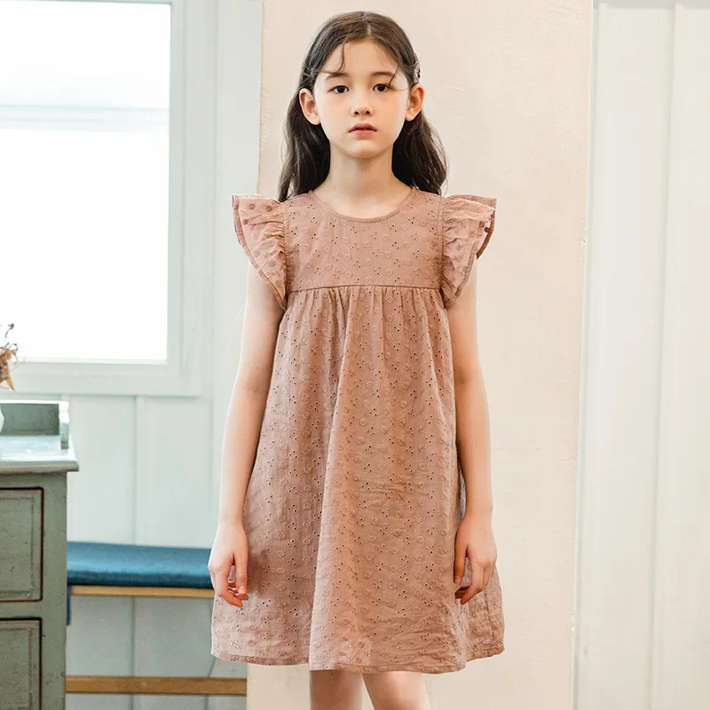 

Летнее платье с вышивкой для девочек от 6 до 16 лет, новинка 2022, двухслойный сарафан для подростков, красивая детская одежда A533