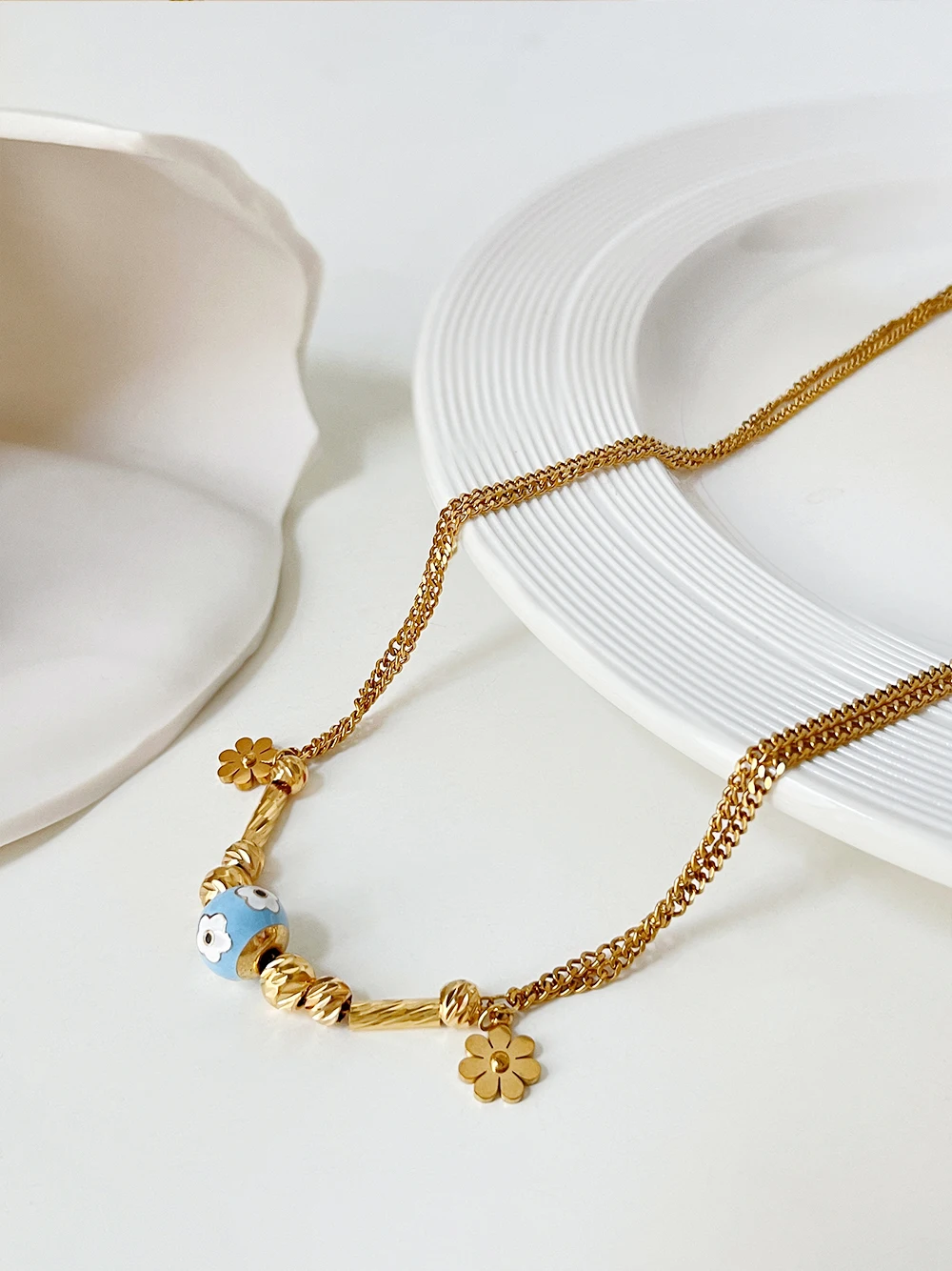 Женское Ожерелье с эмалью и шариком Peri'sBox Ювелирное Украшение из нержавеющей