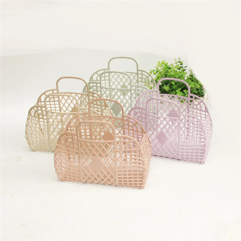 

Summer New Hollow Jelly Basket Beach Vacation Large-capacity Holiday Bag Female Portable Vegetable Shopping Handbags