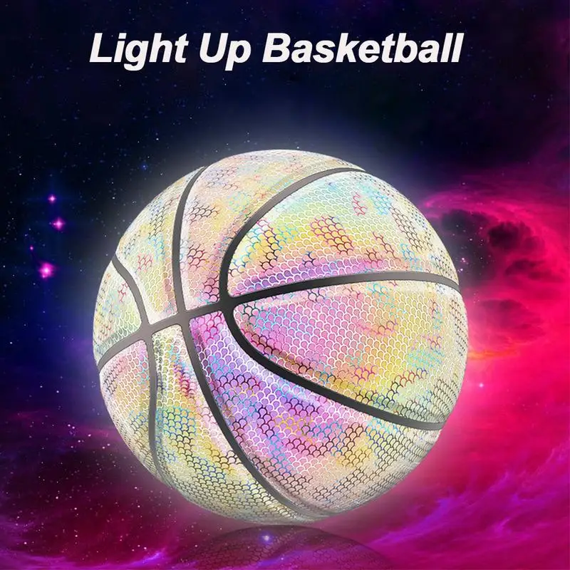 

PU Basketball Reflective Ball Glow Basketball Size 7 Outdoor Indoor Ball Glowing Luminous Basketbol Gift