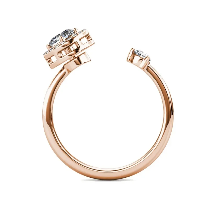 Фото Daisini австрийский кристалл от Swarovski Fidget Spinner Ring для женщин круглое кольцо на палец с ореолом вращающееся антистрессовое свадебное украшение №3