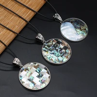 natural shells alloy round pendant necklace for jewelry making diy necklaces accessories charms wedding gift party decor 50x50mm