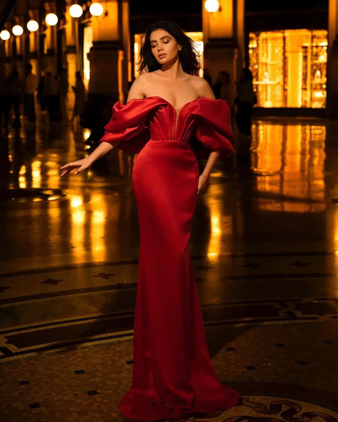 

Великолепные красные вечерние платья-русалки с открытыми плечами, атласные длинные официальные платья для выпускного вечера, бальное платье