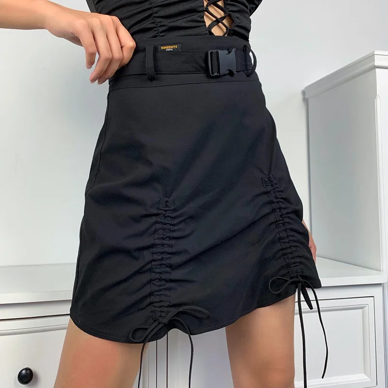 

2022 Women's Clothing Sweet and Cool High Waist Belt Design Sense Niche Bandage Temperament Commuter Fashion Hip Skirt