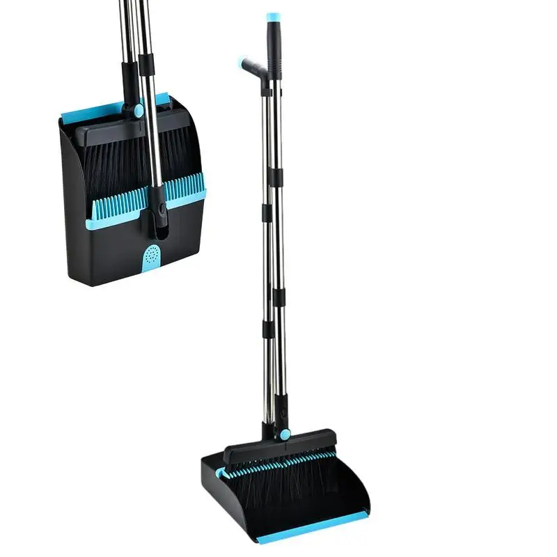 

Broom And Dustpan Set For Home Standing Dustpan And Broom Set Kitchen Broom 180 Rotation Long Handle Design Dense Bristles For