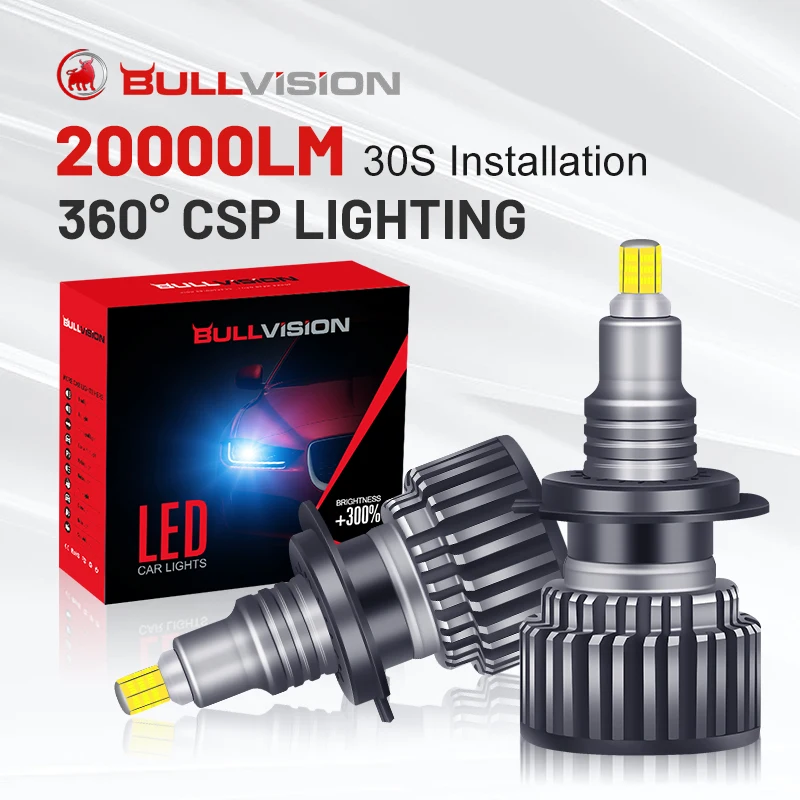Светодиодные фары Bullvision 880 881, светодиодсветодиодный фары 360, H7, 100 Вт, чипы CSP высокой мощности 9012 HIR2, H1, H11, H27, H8, H9, 9005, HB3, 9006, HB4, Точечный светильник 12 В