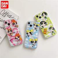 bandai cartoon creative powerpuff girls clear silicon phone case for iphone xr xs max 8plus 11 12 13mini 13 pro max cover