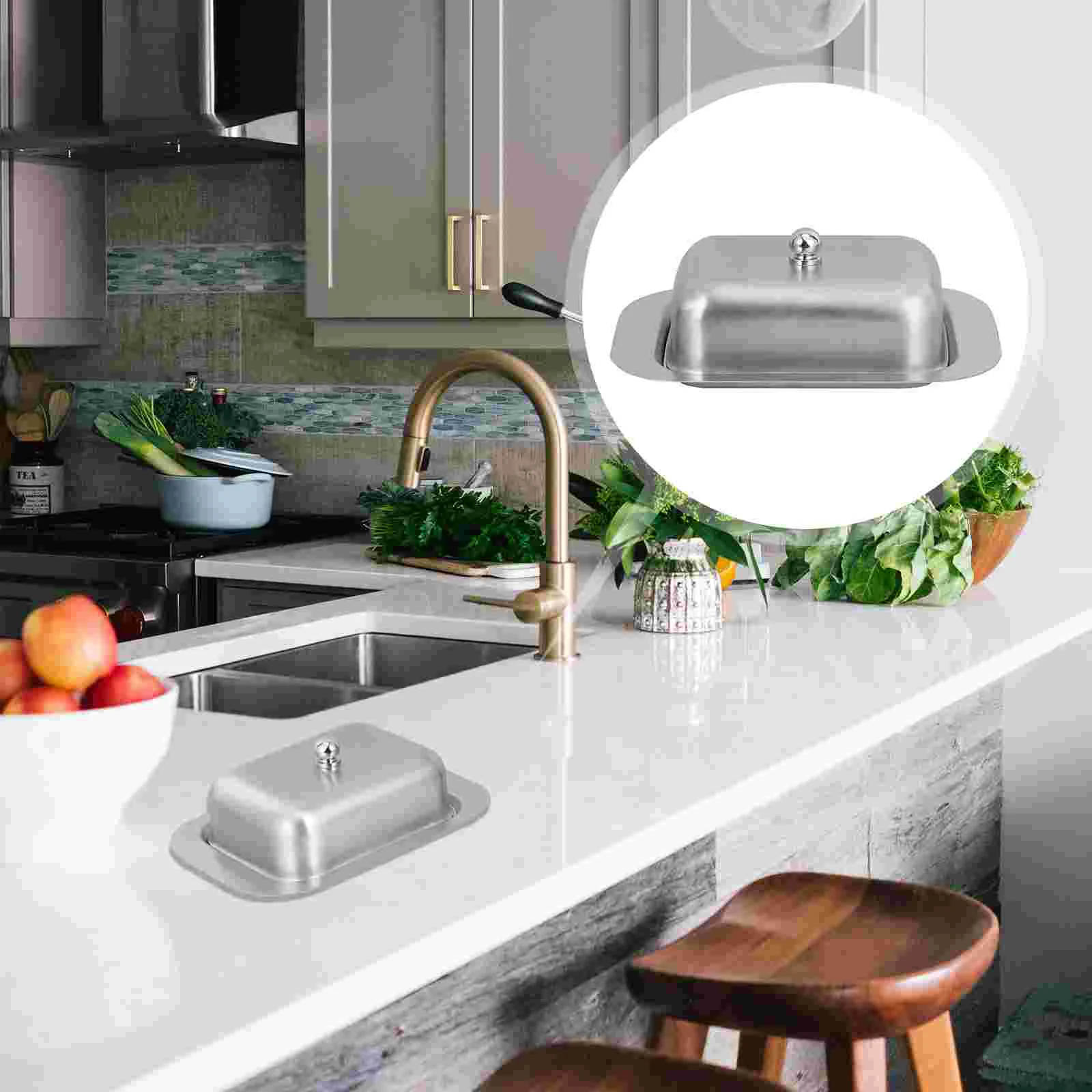 

1pc Stainless Steel Cheese Holder Butter Storage Container Butter Plate for Party Restaurant