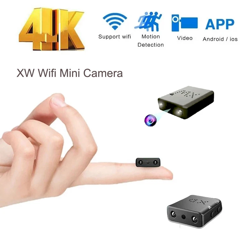 

Mini Wifi Camera Full HD 4K 1080P Home Security Camcorder Night Vision Micro Secret Cam Motion Detection Video Voice Recorder XW