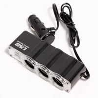 2019 car 3 way car lighter socket splitter charger power adapter dcusb 3 port plug 12v 24v