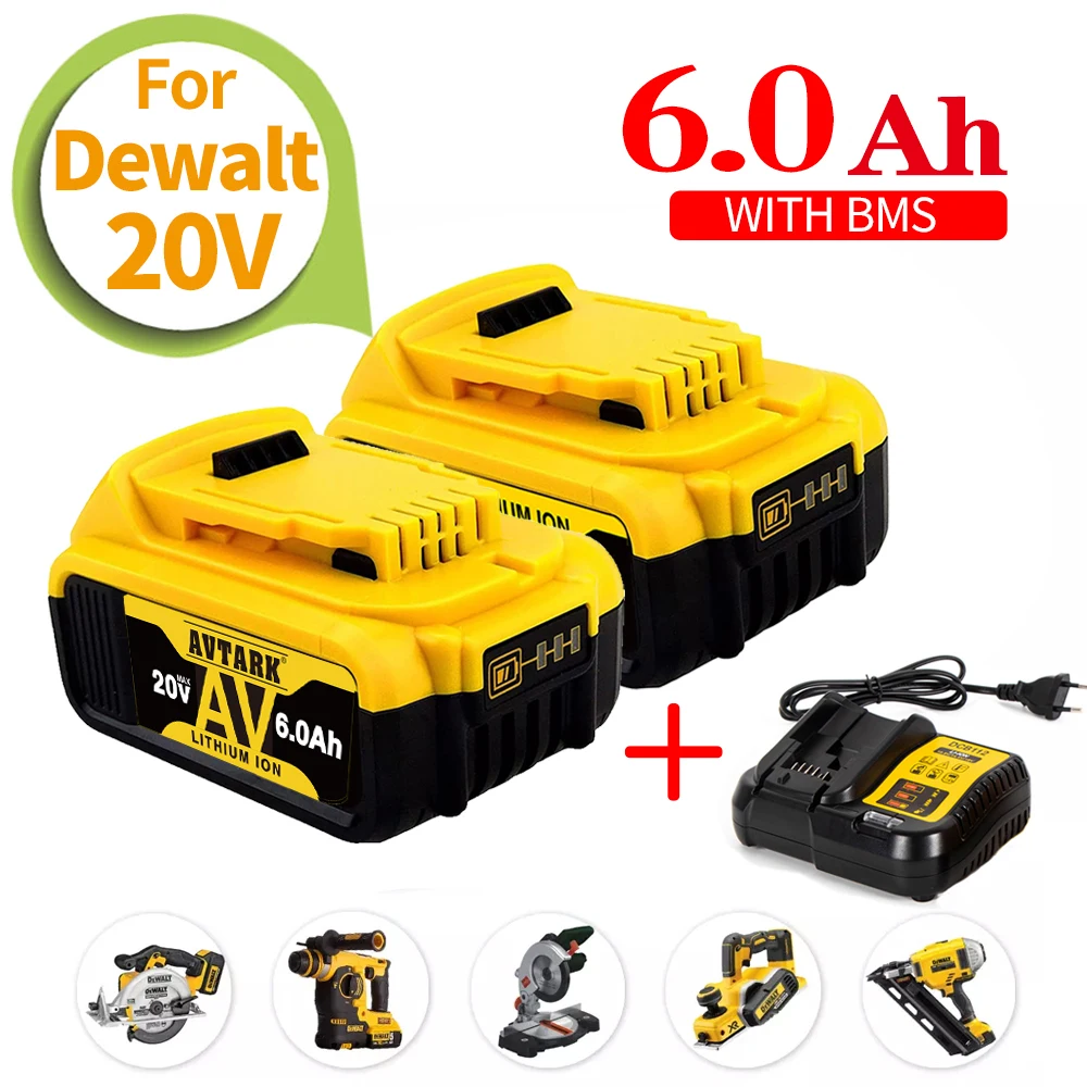 

DCB200 Replacement Li-ion 20V 6.0Ah Battery for Dewalt Tools Max XR DCB205 DCB201 DCB203 Power Tool 6000mAh Batteries